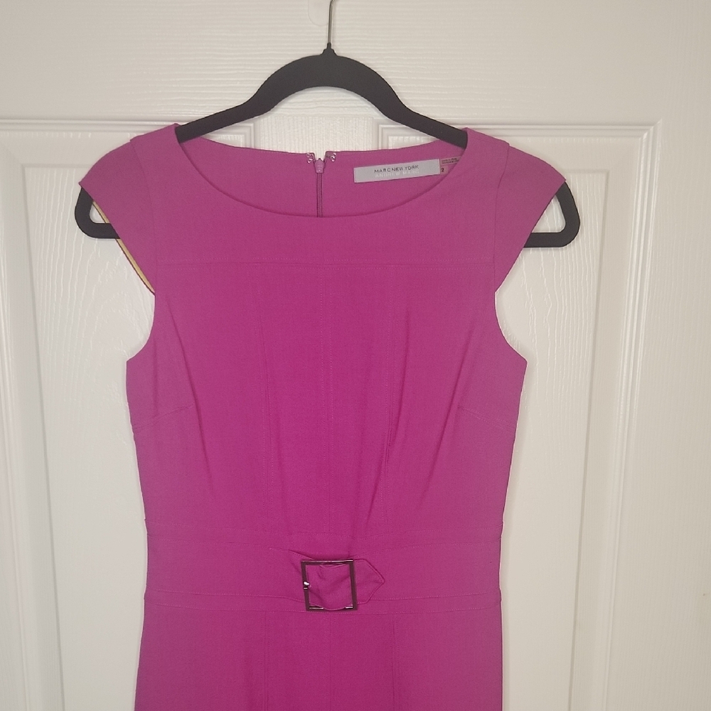 Marc New York Women's Pink Fuchsia Belted Sheath Dress Size 2 - Picture 3 of 14